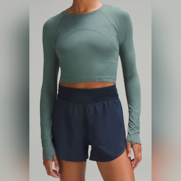 lululemon athletica Tops - lululemon athletica Ribbed Cropped Long-Sleeve Top in Teal